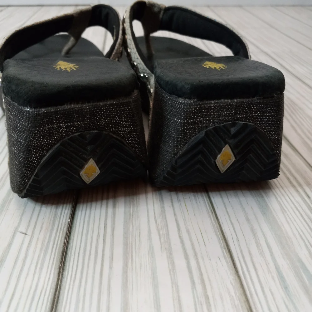 Volatile Y2K Studded Gemstone Platform Wedge Sandals